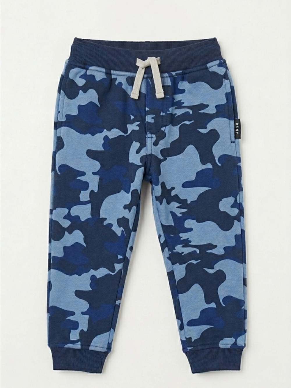 DKNY Toddler Boy Blue Camo Fleece Jogger Pants Comfort Elastic Waist Sweats 3T